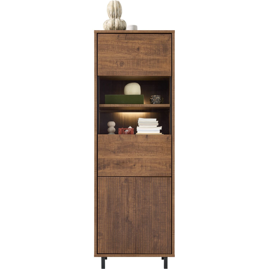 Vitrinekast Otranto 200x68x45 cm met verlichting bruin	