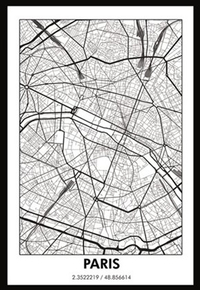 Wanddecoratie Citymap Paris france